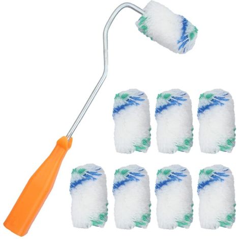 Rouleau Peinture 27 cm,Kit Peinture Avec 8 Rouleaux de Rechange,Pinceau Peinture Mur Kit Peinture Mur Rouleau Peinture Plafond,Rouleau de Peinture pour Meubles,Peinture et Rénovation (1/4)