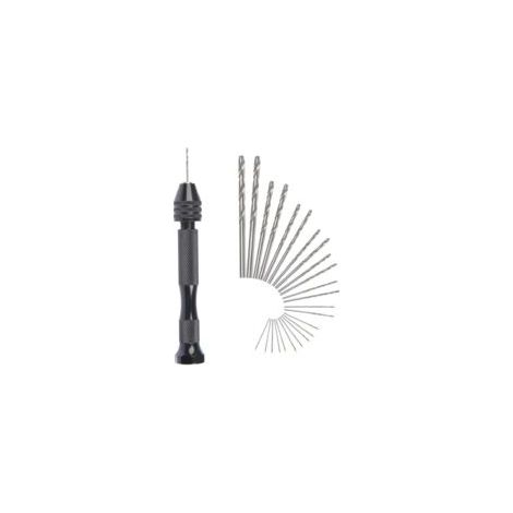 Mini-Handbohrmaschine mit Spiralbohrern – Set mit 25 Mikro-Aluminiumbohrern für Brandmalerei und präzises Bohren – Crezuo (1/4)