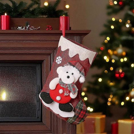 Décorations de Noël, chaussettes de Noël mignonnes, décorations pour sapin de Noël, sacs cadeaux chaussettes de Noël, chaussettes décoratives ours de Noël (1/3)