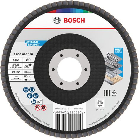 Bosch Flaps discs X451 Flap Disc 125 x 22.23 mm G80 T27 15 pcs 2608626181