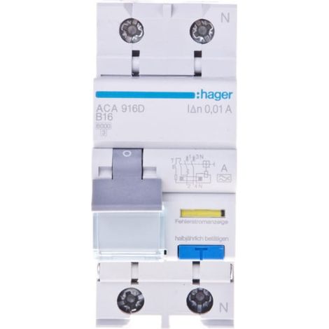 Interruptor diferencial RCBO 2P B16A 001A Tipo A ACA916D