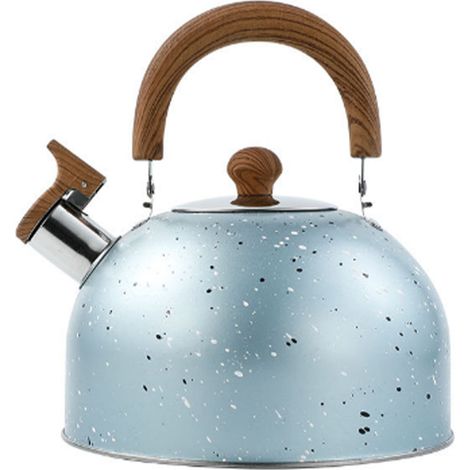 Water Kettle Stainless Steel Whistle Water Kettle Large Capacity Flat Bottomed for Gas Induction Cooker Boil Water 2L Blue (1/5)