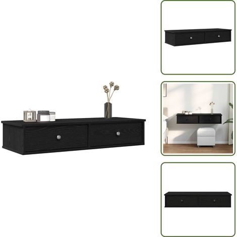 vidaXL Étagère murale et tiroirs noir 100x37,5x19 cm bois d'ingénierie (1/5)
