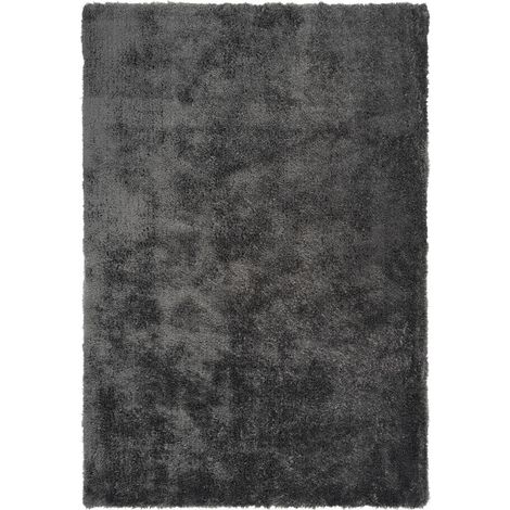 Tapis longs poils shaggy 80x150 anthracite tufté rectangle motif uni BULUT