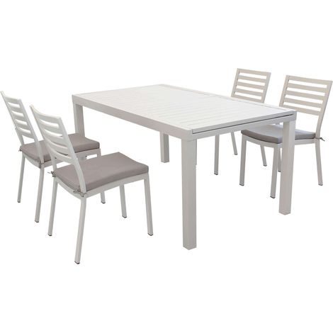 DAVID - set tavolo da giardino con sedie allungabile 160/240x90 - Posti: 4 - Colore: Tortora (1/5)