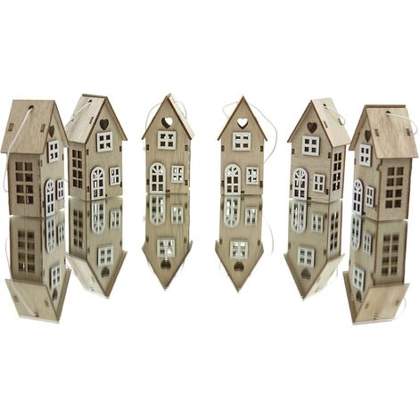 POSIWIO Anhänger Haus Weiß & Natur 4 x 3 x 8 cm im 6er Pack - Sperrholz (1/2)