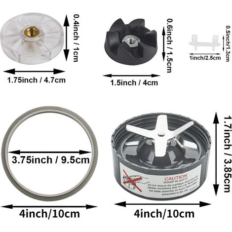 Lama di estrazione di ricambio per gli accessori Nutribullet NUTRI 600W/900W, tra cui guarnizioni in gomma siliconica, O-ring, ruota motrice e cuscinetto antivibrazioni. (1/4)