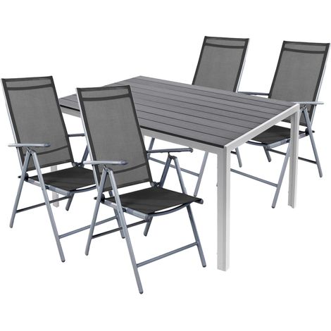 5tlg Gartenmöbel Set Alu Non-Wood 180x90cm Hochlehner -M726836+4xMMC5000DG (1/5)