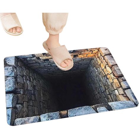 Tapis 3D à Illusion d'Optique Paillasson Anti-Dérapant avec Décor De Trou Moquette Illusion Pour Sol pour Entrée Séjour Chambre Salle de Bain Fêtes (1/5)