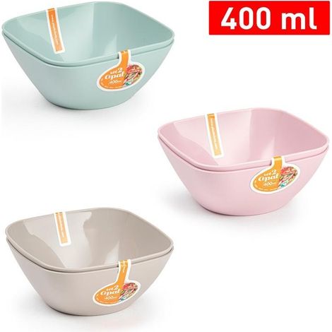 Set 2 Pezzi Ciotola Ciotolina in Plastica Opale 400 ml 3 Colori (1/2)