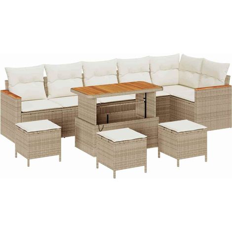 Maison Exclusive - Set Divano da Giardino 10 pz 6-Numero di posti Beige (1/5)