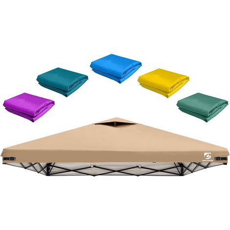 Toit de Rechange pour Pavillon Pliant 3x3 m, Imperméable Double toit ventilé, protection soleil et pluie, fixation rapide par scratch. Pour structures à pieds droits. Toit seul (1/5)