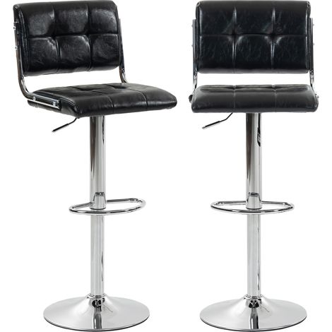Lot de 2 tabourets de bar Delon style Chesterfield noir (1/5)