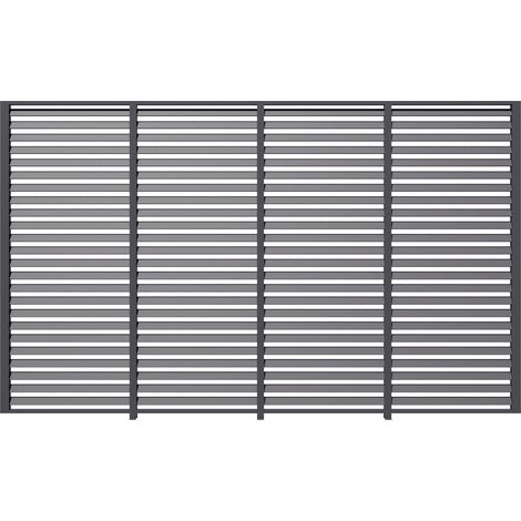 PRIMEYARD 4-teilige Lamellenwand aus Aluminium - statisches Paneel in Grau für Pergola Premium