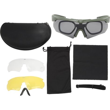 Lunettes de tir anti-UV, protection contre le vent et la poussière - Monture demi-cadre pour moto, unisexe - Vert militaire (1/5)