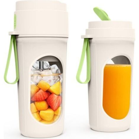 Mixeur électrique portable 450 ml avec tasses et 12 lames puissantes pour cuisine, salle de sport et bureau (vert) (1/4)