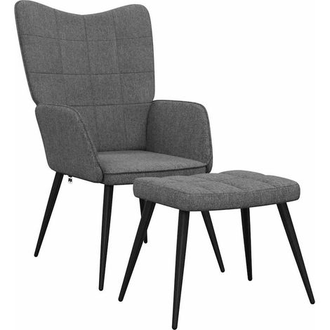 Maison Exclusive - Sedia Relax con Sgabello Grigio Scuro in Tessuto (1/5)