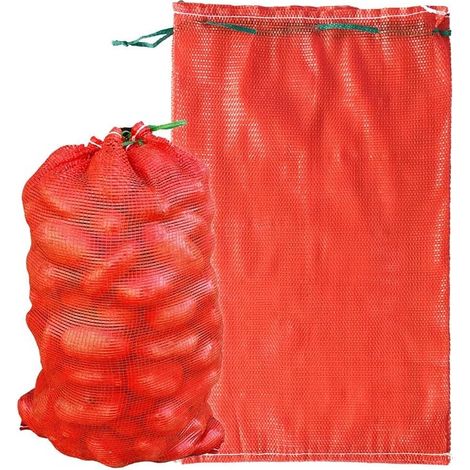 Lot de 10 sacs en filet reutilisables extra-larges pour fruits et legumes, 21 x 32 pouces, capacite 60 livres, lavables et respirants, pour oignons, pommes de terre et bois de chauffage (1/5)