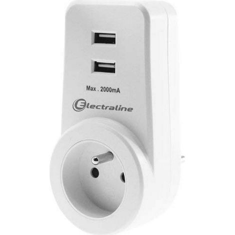 Adapteur Fiche Multiprise Triplite 1 Prise 16A + 2 USB Charge Rapide 3.4A (1/2)