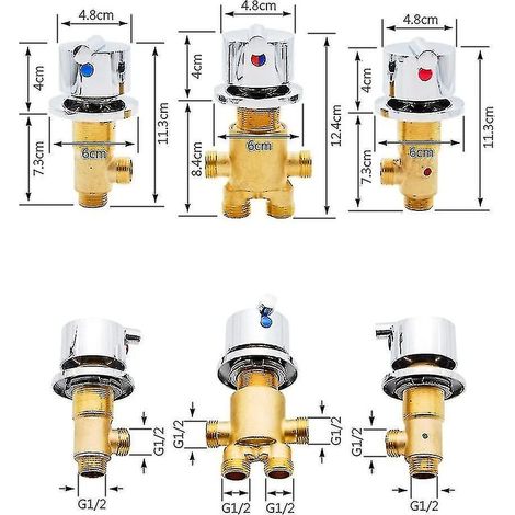 Robinet de baignoire, robinet de douche, robinet de salle de bain, robinet en laiton massif avec eau chaude et froide, robinet à levier à lame, robinet à trou de robinet, le meilleur (1/3)