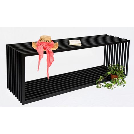 DanDiBo Gartenbank Metall Wetterfest Schwarz 150 cm Sitzbank Modern D-Stil Parkbank Eisen Blumenbank (1/5)