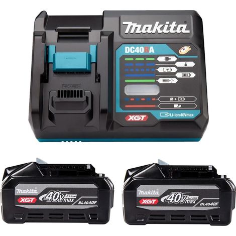 Makita BL4040F X 2 40V Max 4Ah Li-ion XGT Batteries + DC40RA 40V Fast Charger