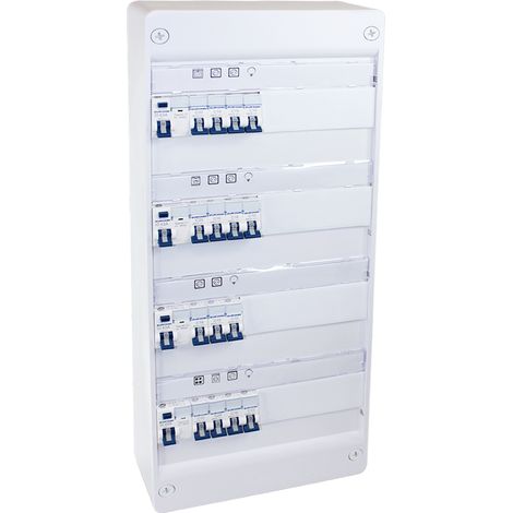 Coffret électrique monté-câblé 52 modules – 4 rangées – pour logements T4/T5 – Rail DIN rotatif – IP30/IP40 – 19442 – Eurohm