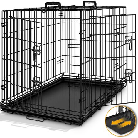 TRESKO® Hundekäfig 77x48x54cm Metall Transportkäfig Auto Hundebox Transportbox faltbar Drahtkäfig (1/5)
