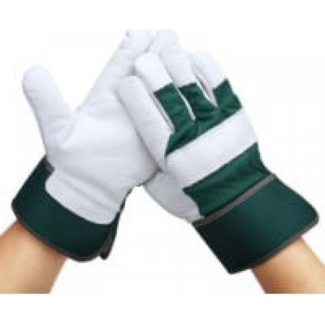 Green 1 Pair of Cowhide Leather Gloves for Women and Men - Waterproof - For Gardening, Carpentry and General Maintenance (1/5)
