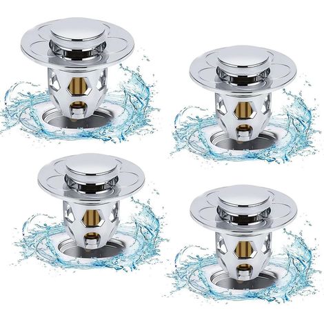 Set da 4 pz Scarico Lavabo Bagno Universale Pop up Tappo Lavandino Bagno Filtro