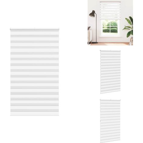 Store zèbre blanc 120x200 cm largeur du tissu 120,9cm polyester - Store Zébré - Stores Zébrés - Store À Enrouleur Zébré - Double Store À Enrouleur (1/5)