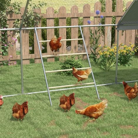 Scala per galline con 4 posatoi, 140 x 86 x 25 cm, legno e acciaio HAVRYA (1/5)