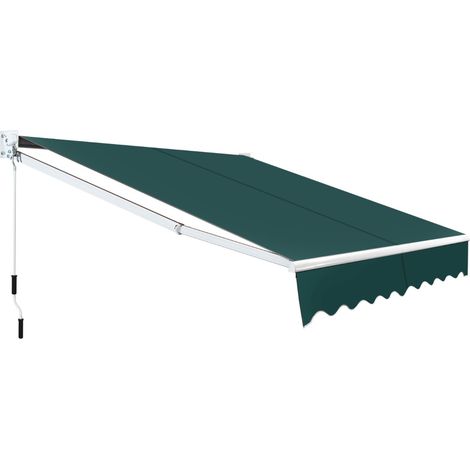 Auvent rétractable manuel vert 245 x 200 cm, angle réglable 40° à 100°, store extérieur pour balcon, jardin et terrasse (1/5)