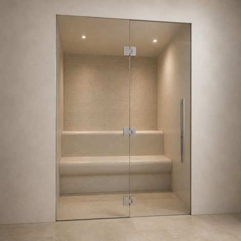 180 x 120 - Hammam-Duschkabinen-Bausatz mit Glaswand zum Verfliesen mit Dampfgenerator (1/2)
