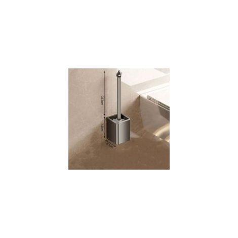 WC-Bürste aus gebürstetem Nickel mit Wandhalterung – Quadratischer WC-Bürstenhalter aus Edelstahl 304 – Grau – Crezuo