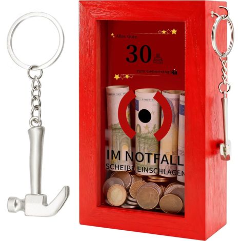Boîte d'urgence avec marteau Boîte cadeau personnalisée pour cadeaux d'argent, Boîte en bois amusante pour billets en euros et bonbons. Cadeau créatif DIY pour anniversaire, mariage (1/5)