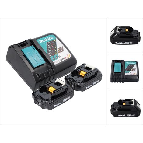 Kit di alimentazione Makita 18 V con 2x batteria BL 1820 B 2,0 Ah ( 2x 197254-9 ) + caricatore DC 18 RC ( 195584-2 )