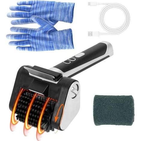 Filiyano-Brosse électrique sans fil pour barbecue, nettoyant robuste rotatif à 360° pour barbecue - Protection anti-huile et lumière LED, brosse sans (1/5)