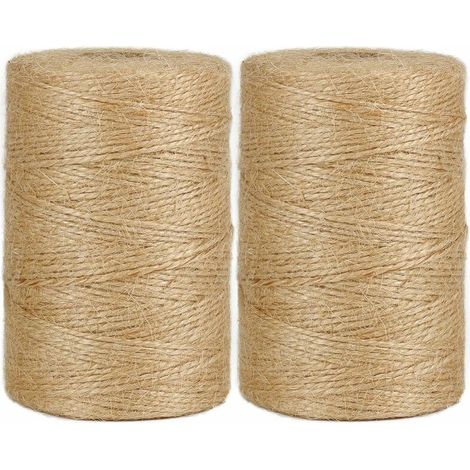 Corde de jute naturelle marron, 200 m, en vente - 2 rouleaux pour décorations de jardin, plantes et loisirs créatifs (1/4)