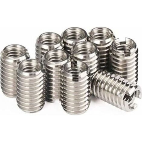 10 inserti filettati in metallo, autofilettanti, filettatura interna M4 x 0,7 mm, filettatura esterna M6 x 1 mm, lunghezza 10 mm, inserti filettati per motori a turbina a vapore
