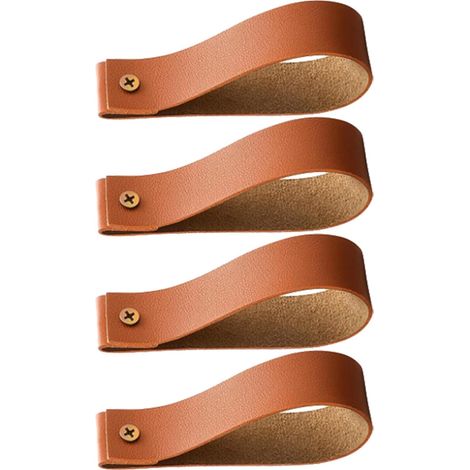 Crochets muraux en cuir PU pour tringle à rideaux, lot de 4, style bohème marron, installation (1/5)