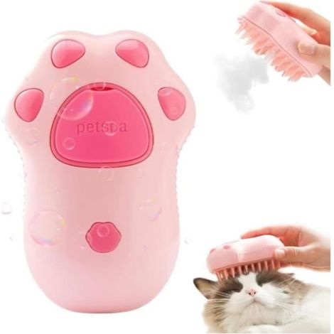 Brosse Chien Chat à Vapeur, 3 en 1 Cat Steamy Brosse, Steamer Brush pour Massage, Brosse à Vapeur Auto Nettoyante pour Chats (1/4)