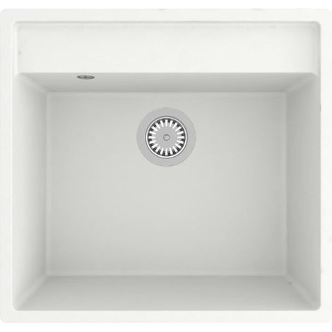 Lavello da cucina con foro troppo pieno 53 x 50 cm granito bianco 020002384