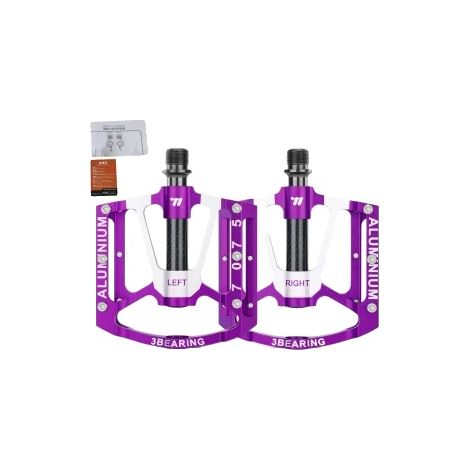Pedales de bicicleta, aleación de aluminio ultraligera, diseño suave de 3 rodamientos, color morado. (1/2)