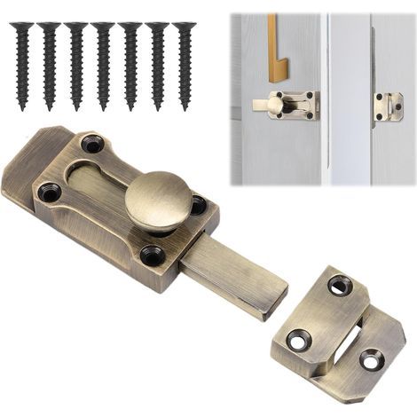 Loquet de porte, serrure de porte coulissante, serrure de porte intérieure/extérieure, avec vis, convient pour les fenêtres, les armoires, les jardins (style vintage). (1/5)