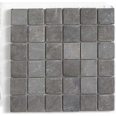 Pegane – Plaque mosaïque en marbre naturel gris 30x30 cm – Pour murs et sols – Épaisseur 8-10mm – Finition taillée à la main