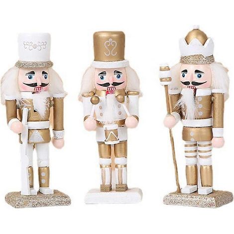 3 pièces Ornements de Noël en Bois Casse-Noisette Roi Figurine Marionnette Décor (1/4)