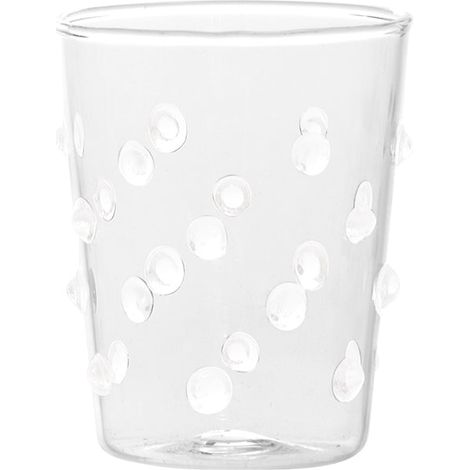 Zafferano Lot de 6 Verres Party Tumbler Junior en Verre Borosilicaté Blanc, Design Artisanal avec Décor à Pois pour Apéritifs et Liqueurs
