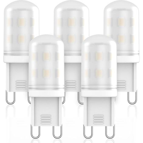 Ampoules LED G9 2W Equivalent 20W 25W Halogène Lampe, Ampoule G9 LED Blanc Naturel 4000K, Pas de Scintillement, Angle de 360, AC220-240V, Non Dimmable, Lampe LED à douille G9, Pack de 5 (1/5)