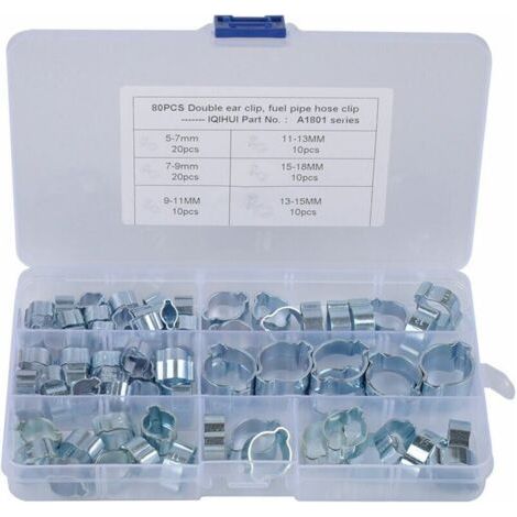 Lot de 80 colliers de serrage galvanisés à double oreille pour carburant et air,de DEBUNS (1/5)